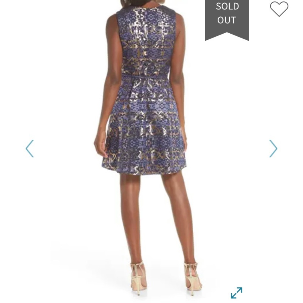 ✨Vince Camuto Metallic Jacquard Flare Dress👗
